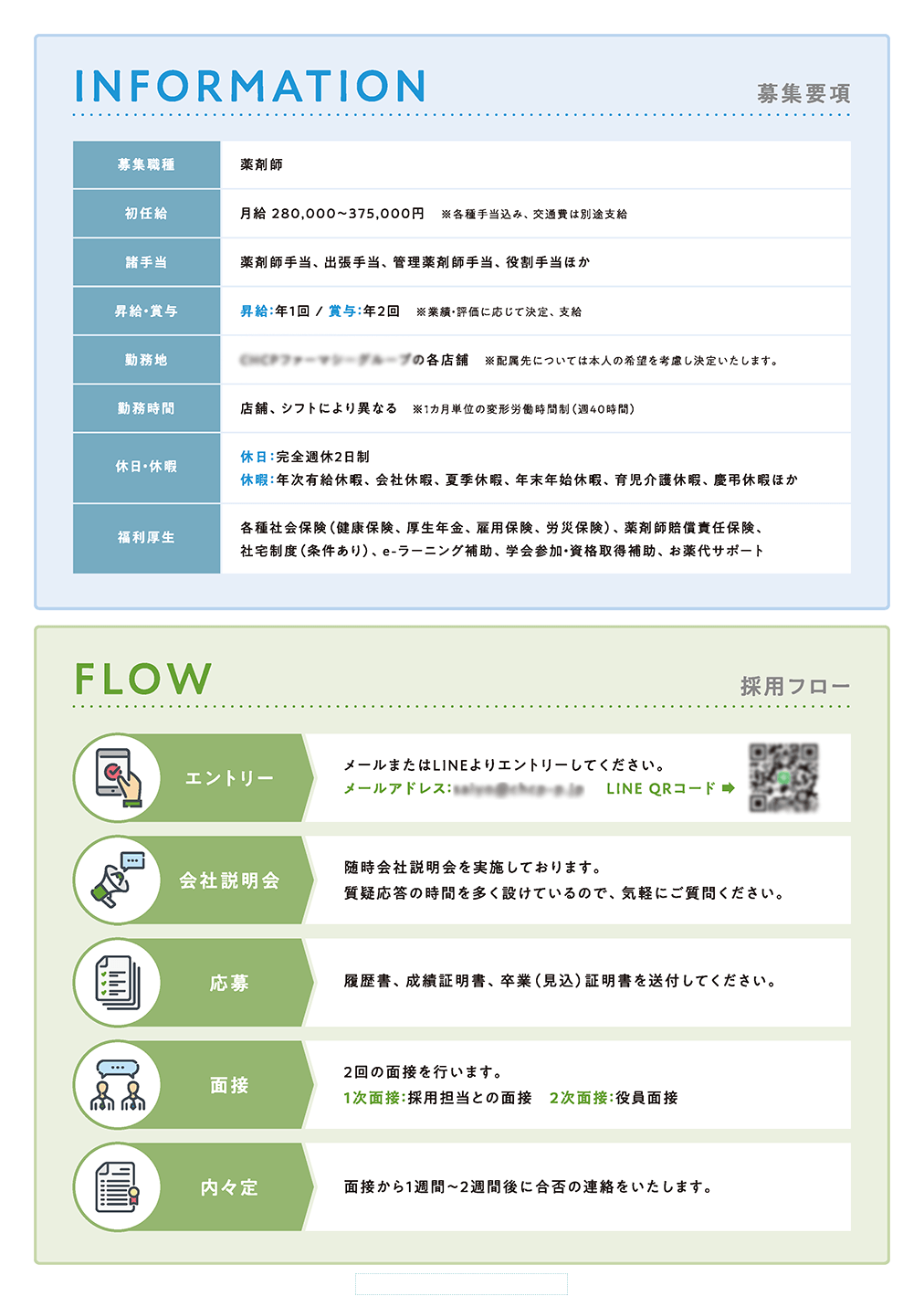 調剤薬局運営会社様｜採用案内チラシ