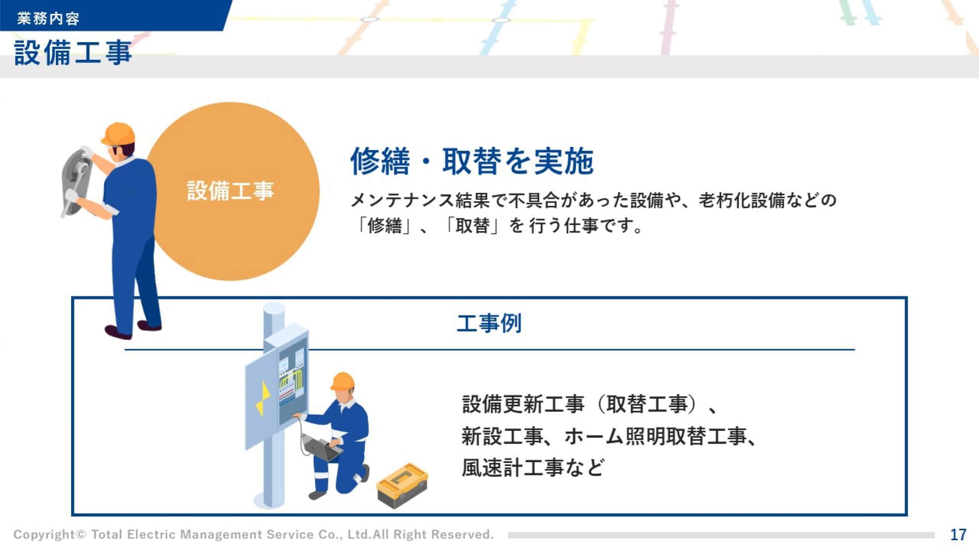 鉄道電気設備会社様｜会社説明会パワーポイント