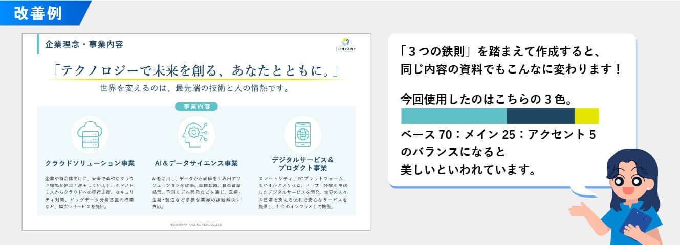 NG例を改善したスライド
