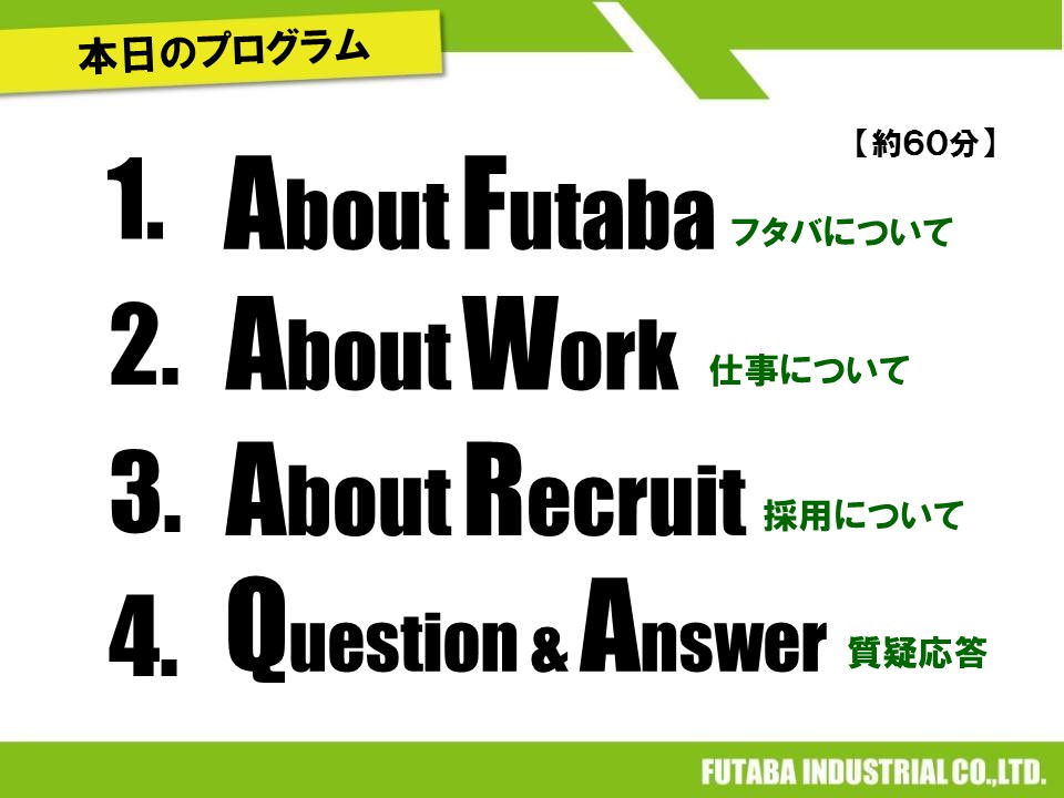 フタバ産業 - 会社説明会用パワーポイント